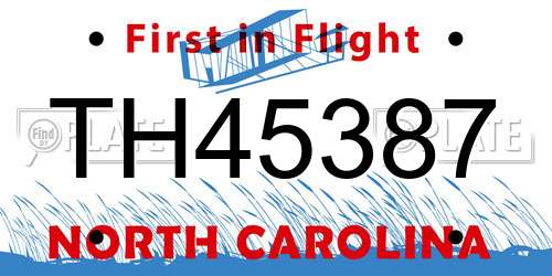 TH45387 North Carolina License Plate