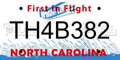 TH4B382 North Carolina License Plate