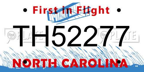 TH52277 North Carolina License Plate