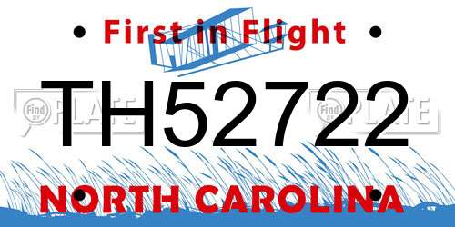 TH52722 North Carolina License Plate