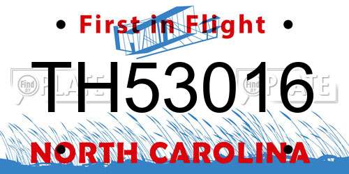 TH53016 North Carolina License Plate