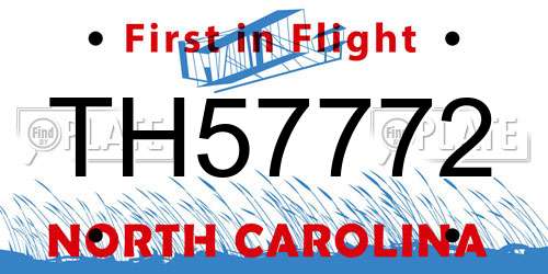 TH57772 North Carolina License Plate
