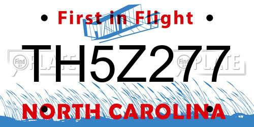 TH5Z277 North Carolina License Plate