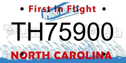 TH75900 North Carolina License Plate