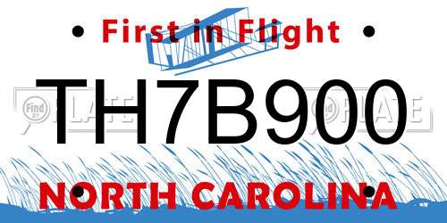 TH7B900 North Carolina License Plate