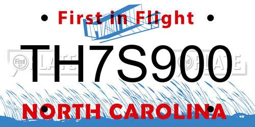 TH7S900 North Carolina License Plate