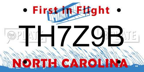 TH7Z9B North Carolina License Plate