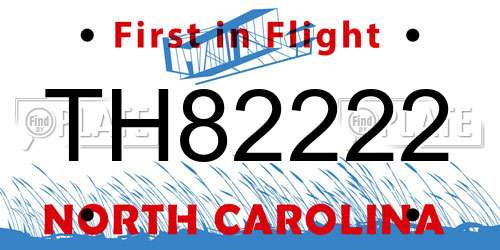 TH82222 North Carolina License Plate