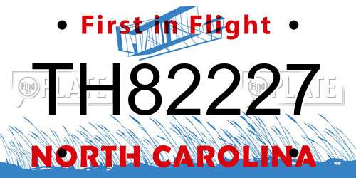 TH82227 North Carolina License Plate