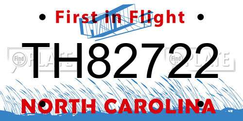TH82722 North Carolina License Plate