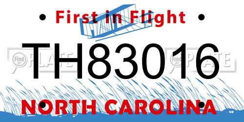 TH83016 North Carolina License Plate
