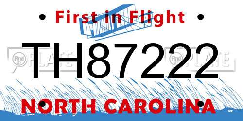 TH87222 North Carolina License Plate