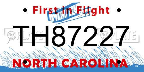 TH87227 North Carolina License Plate