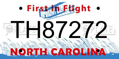 TH87272 North Carolina License Plate