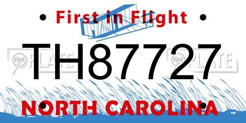 TH87727 North Carolina License Plate