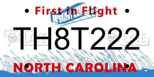 TH8T222 North Carolina License Plate