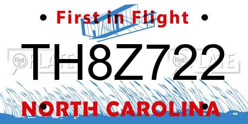 TH8Z722 North Carolina License Plate