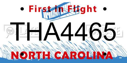 THA4465 North Carolina License Plate