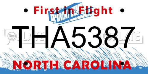 THA5387 North Carolina License Plate