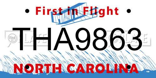 THA9863 North Carolina License Plate