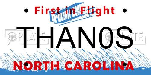THAN0S North Carolina License Plate
