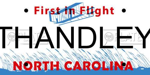 THANDLEY North Carolina License Plate