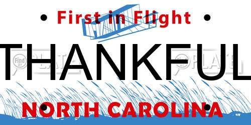 THANKFUL North Carolina License Plate