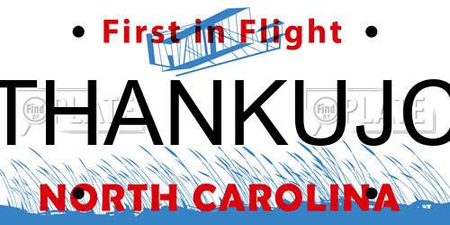 THANKUJC North Carolina License Plate