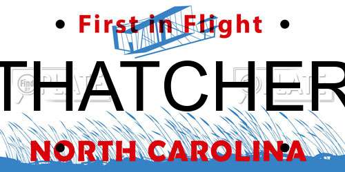 THATCHER North Carolina License Plate