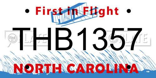 THB1357 North Carolina License Plate