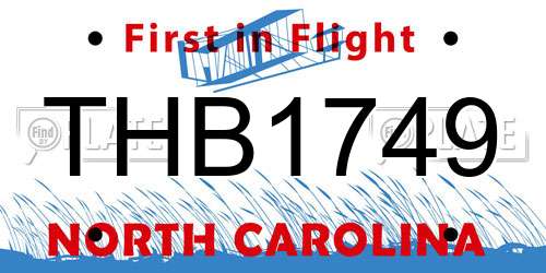 THB1749 North Carolina License Plate