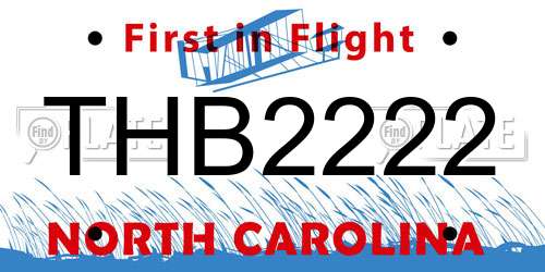 THB2222 North Carolina License Plate