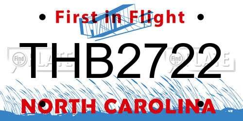 THB2722 North Carolina License Plate