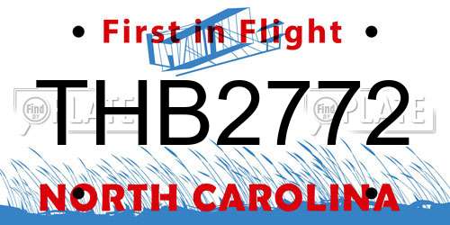 THB2772 North Carolina License Plate