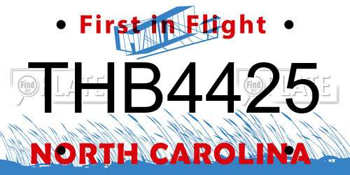 THB4425 North Carolina License Plate