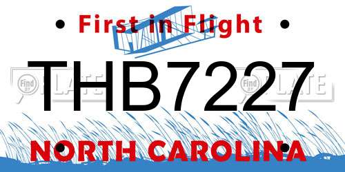 THB7227 North Carolina License Plate