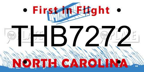 THB7272 North Carolina License Plate