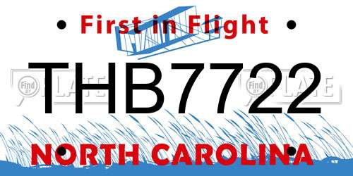 THB7722 North Carolina License Plate