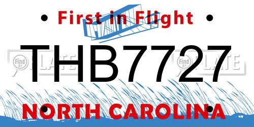 THB7727 North Carolina License Plate