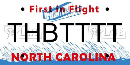 THBTTTT North Carolina License Plate