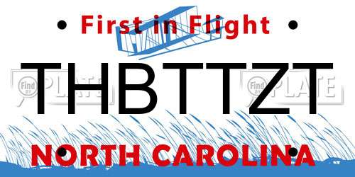 THBTTZT North Carolina License Plate
