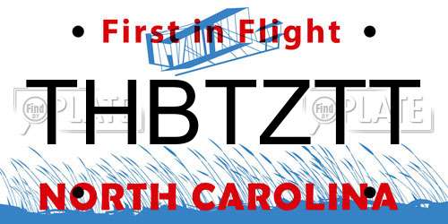 THBTZTT North Carolina License Plate