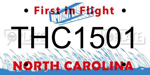 THC1501 North Carolina License Plate