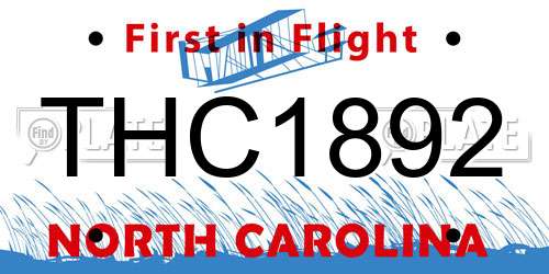 THC1892 North Carolina License Plate