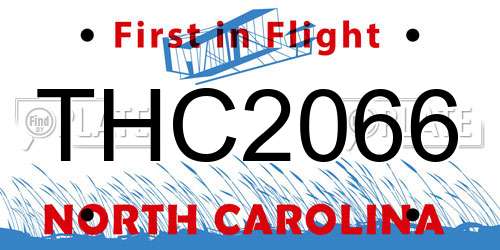 THC2066 North Carolina License Plate