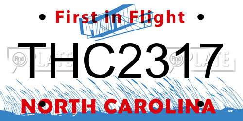 THC2317 North Carolina License Plate