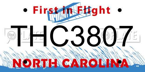 THC3807 North Carolina License Plate