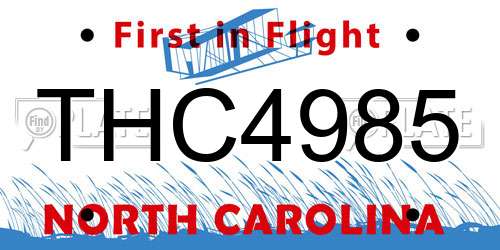 THC4985 North Carolina License Plate