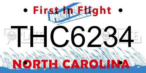 THC6234 North Carolina License Plate