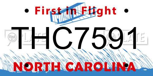 THC7591 North Carolina License Plate